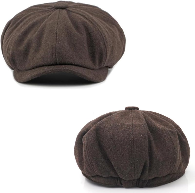 Xinveen Men's 8 Panel Newsboy Cap Vintage Tweed Cap Herringbone Cabbie Flat Cap - Image 3